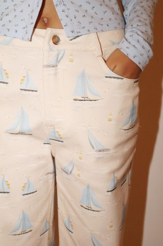 SAILBOAT PRINT DENIM PANT - Imagen 2