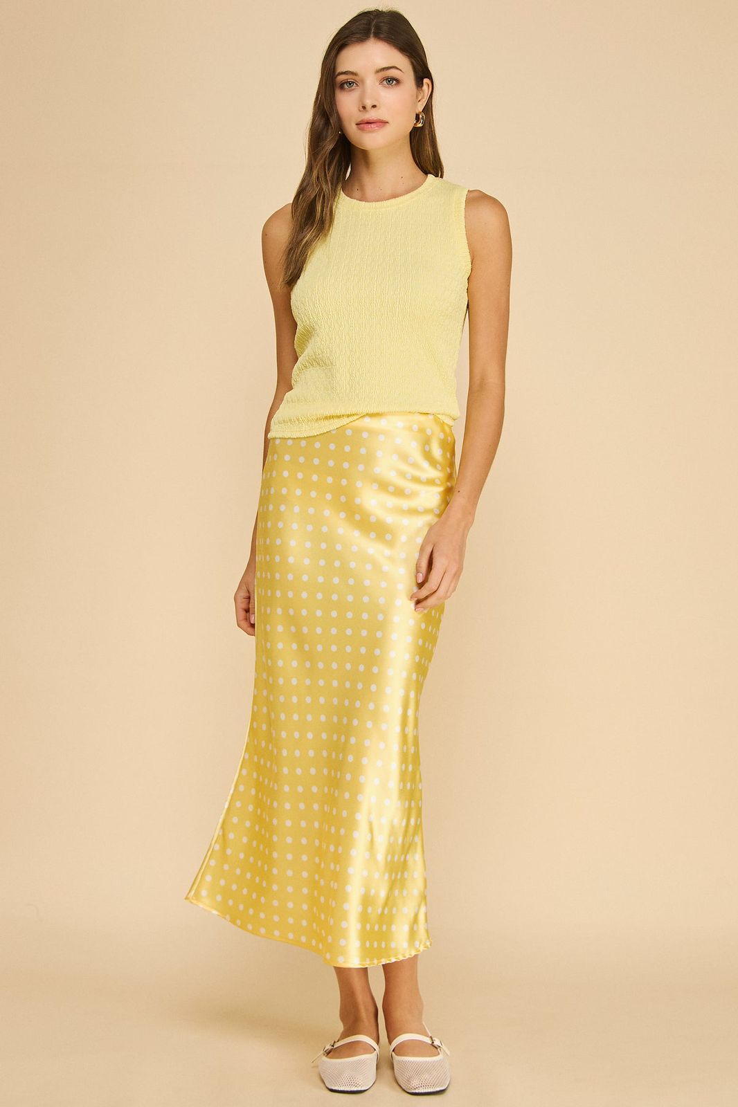 LEMON POLKA SILK SKIRT