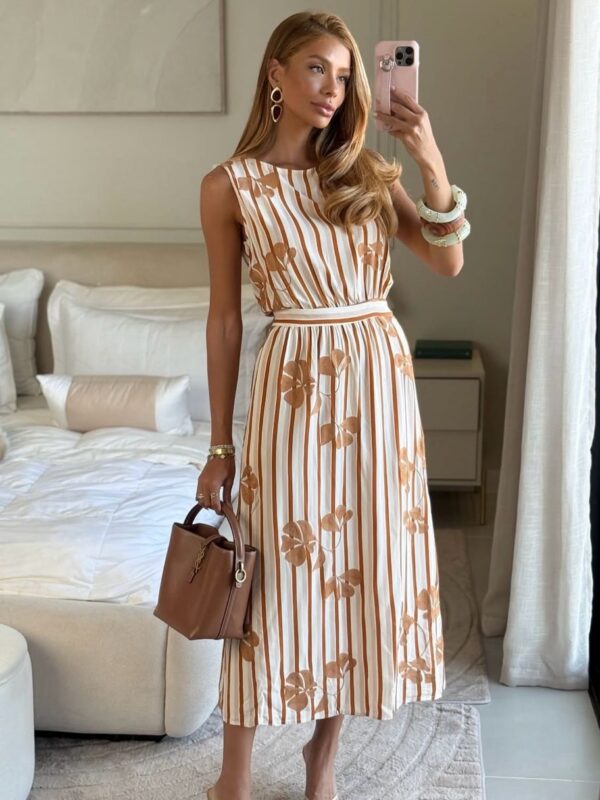 TORI STRIPE MIDI DRESS