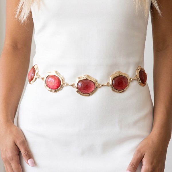 OVAL CHAIN BELT PINK